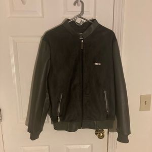 Suede Leather Italian Bomber Racer Jacket NWOT